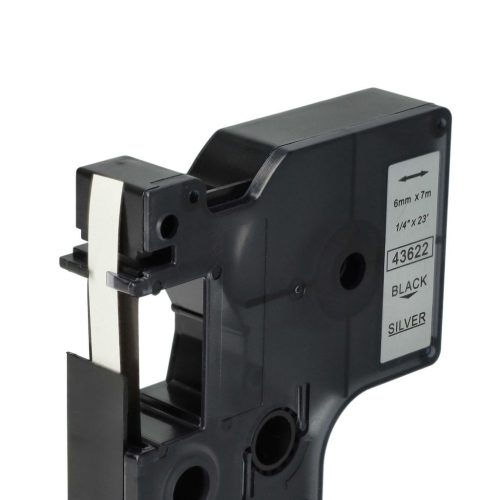 VHBW Dymo D1 Label Tape, 43622, 6 mm, Black-Silver