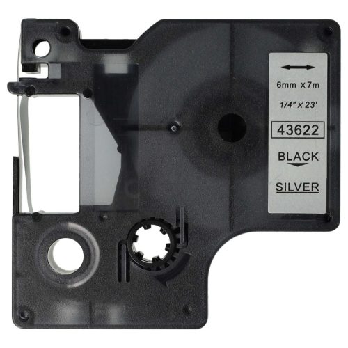 VHBW Dymo D1 Label Tape, 43622, 6 mm, Black-Silver