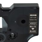 VHBW Dymo D1 Label Tape, S0720610, 45021, 12 mm, White-Black