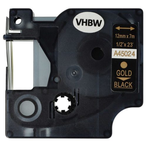 VHBW Dymo D1, 45024 Label Tape - 12 mm Black-Gold