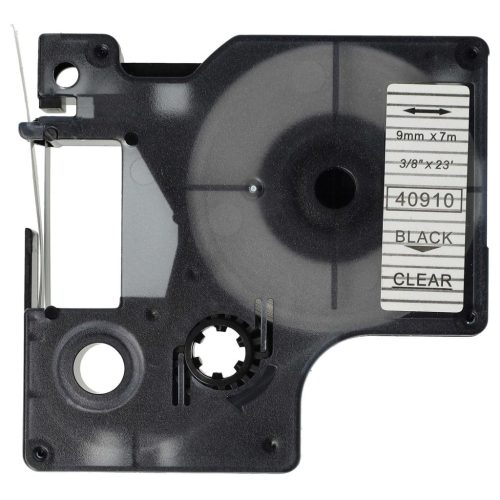 VHBW Dymo D1 40910 Label Tape - 9mm, Black-Clear