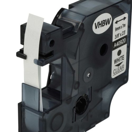 VHBW Dymo D1 Label Tape, 40920, 9 mm, White-Clear