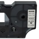 VHBW Dymo D1 40922 Label Tape - 9mm, Black-Silver