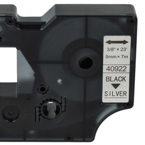 VHBW Dymo D1 40922 Label Tape - 9mm, Black-Silver