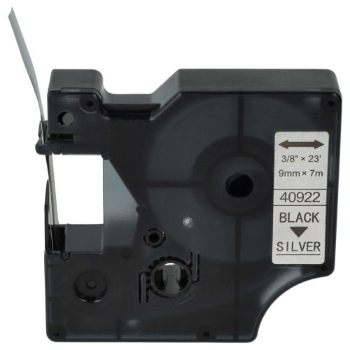 VHBW Dymo D1 40922 Label Tape - 9mm, Black-Silver