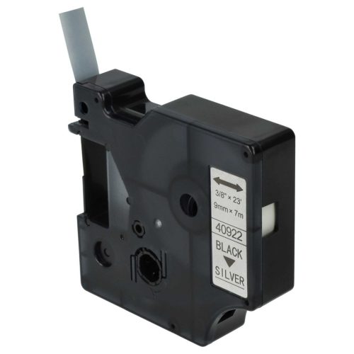 VHBW Dymo D1 40922 Label Tape - 9mm, Black-Silver