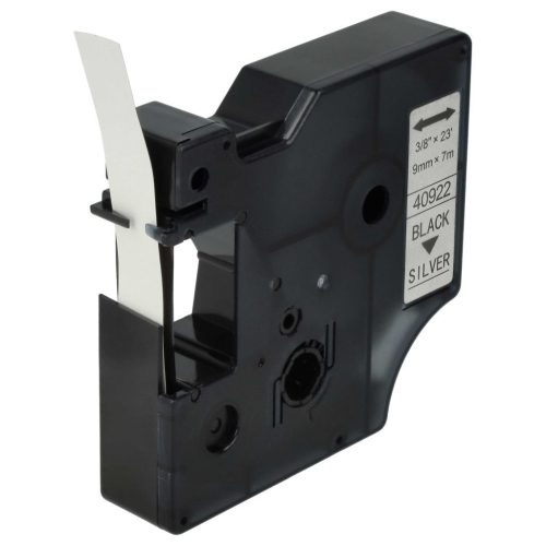 VHBW Dymo D1 40922 Label Tape - 9mm, Black-Silver