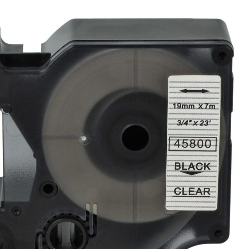 VHBW Dymo 45800, D1, S0720820 Label Tape - 19 mm, Black-Clear