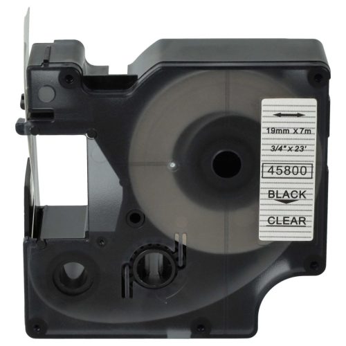 VHBW Dymo 45800, D1, S0720820 Label Tape - 19 mm, Black-Clear