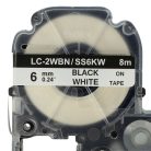 VHBW Epson LC-2WBN Etikettenband - 6 mm, Schwarz-Weiß