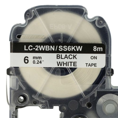 VHBW Epson LC-2WBN Etikettenband - 6 mm, Schwarz-Weiß