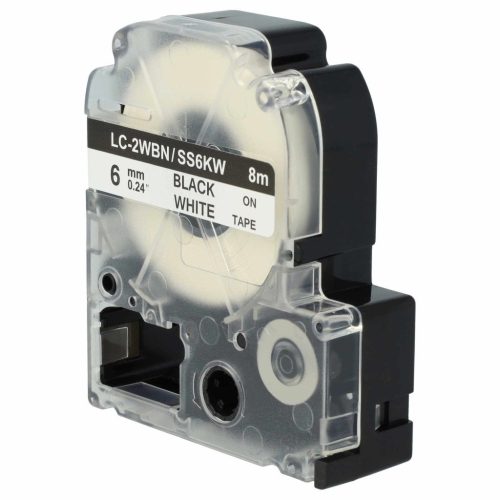 VHBW Epson LC-2WBN Etikettenband - 6 mm, Schwarz-Weiß