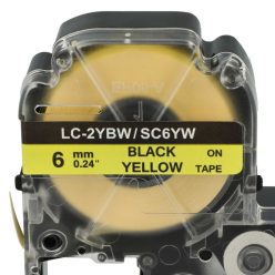 VHBW Epson LC-2YBW Etikettenband, 6mm, Schwarz-Gelb