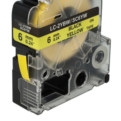 VHBW Epson LC-2YBW Etikettenband, 6mm, Schwarz-Gelb