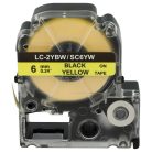 VHBW Epson LC-2YBW Etikettenband, 6mm, Schwarz-Gelb