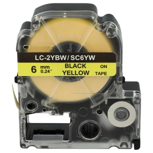 VHBW Epson LC-2YBW Etikettenband, 6mm, Schwarz-Gelb