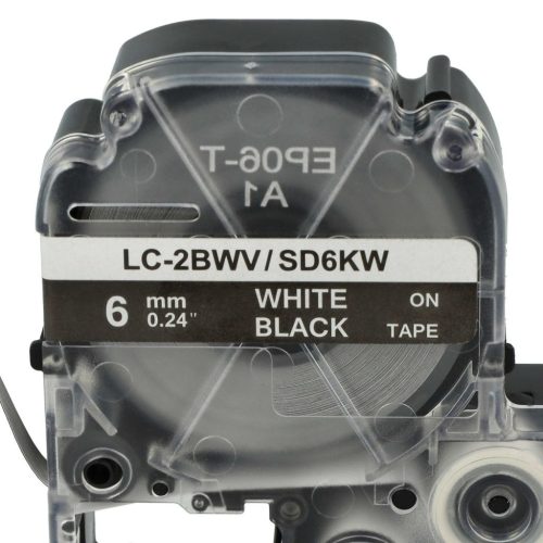 VHBW Epson LC-2BWV Label Tape - 6mm, White-Black