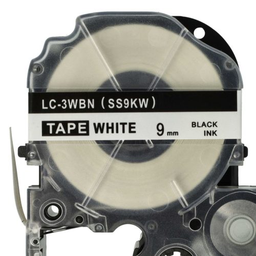 VHBW Epson LC-3WBN Etikettenband, 9 mm, Schwarz-Weiß