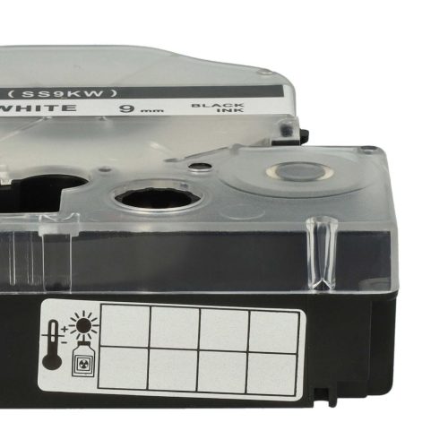 VHBW Epson LC-3WBN Etikettenband, 9 mm, Schwarz-Weiß