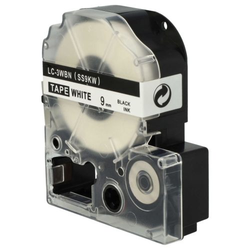 VHBW Epson LC-3WBN Etikettenband, 9 mm, Schwarz-Weiß