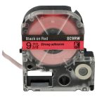 VHBW Epson LC-3YRN Etikettenband - 9 mm - Schwarz/Rot