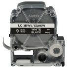 VHBW Epson LC-3BWV Etikettenband - 9mm, Weiß-Schwarz