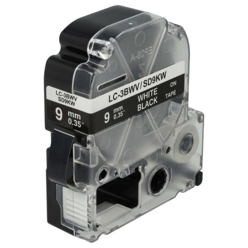 VHBW Epson LC-3BWV Etikettenband - 9mm, Weiß-Schwarz