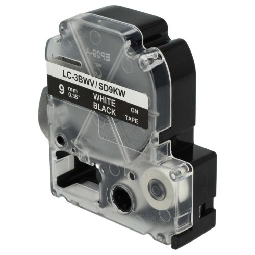 VHBW Epson LC-3BWV Etikettenband - 9mm, Weiß-Schwarz