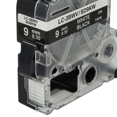 VHBW Epson LC-3BWV Etikettenband - 9mm, Weiß-Schwarz