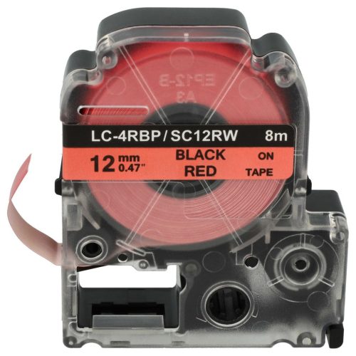 VHBW Epson LC-4YRN Label Tape - 12 mm, Black-Red