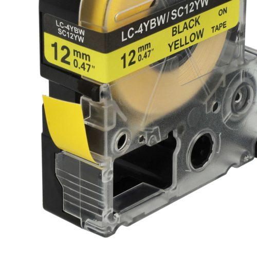 VHBW Epson LC-4WBW Etikettenband - 12 mm, Schwarz-Gelb