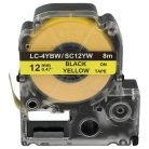 VHBW Epson LC-4WBW Etikettenband - 12 mm, Schwarz-Gelb