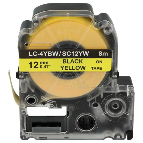 VHBW Epson LC-4WBW Etikettenband - 12 mm, Schwarz-Gelb