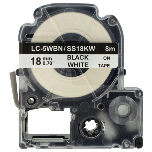 VHBW Epson LC-5WBN Etikettenband, 18 mm, Schwarz-Weiß