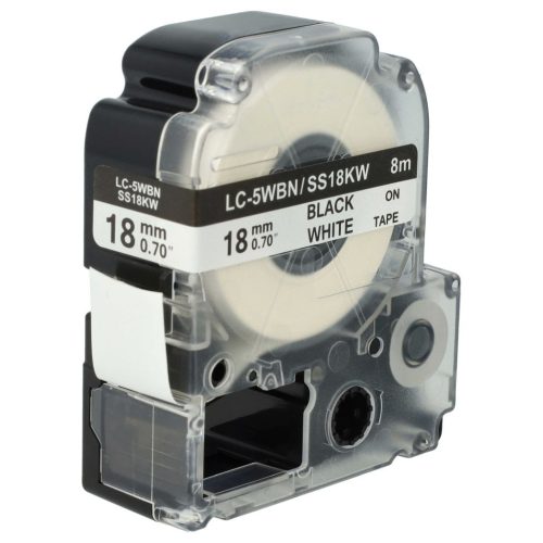 VHBW Epson LC-5WBN Etikettenband, 18 mm, Schwarz-Weiß
