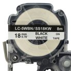 VHBW Epson LC-5WBN Etikettenband, 18 mm, Schwarz-Weiß