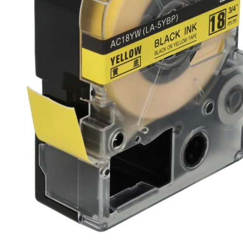 VHBW Epson LC-5YBW Label Tape, 18 mm, Black-Yellow