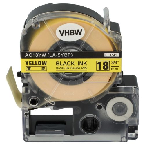 VHBW Epson LC-5YBW Label Tape, 18 mm, Black-Yellow