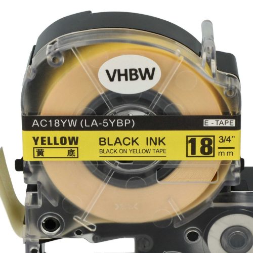 VHBW Epson LC-5YBW Label Tape, 18 mm, Black-Yellow
