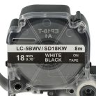 VHBW Epson LC-5BWV Label Tape, 18 mm, White-Black