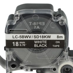 VHBW Epson LC-5BWV Etikettenband, 18 mm, Weiß-Schwarz