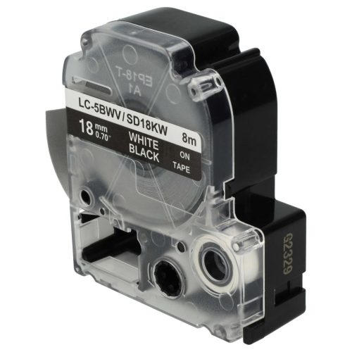 VHBW Epson LC-5BWV Label Tape, 18 mm, White-Black