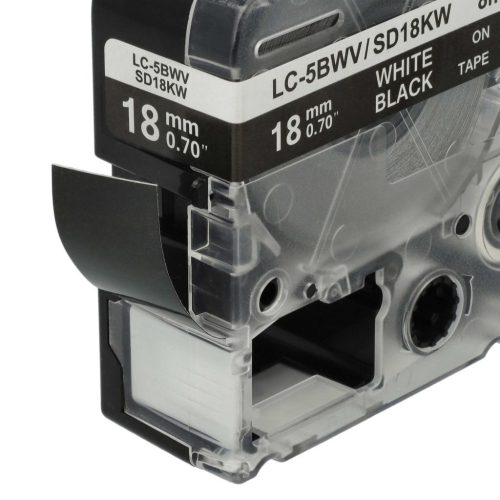VHBW Epson LC-5BWV Label Tape, 18 mm, White-Black
