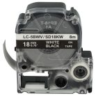 VHBW Epson LC-5BWV Label Tape, 18 mm, White-Black