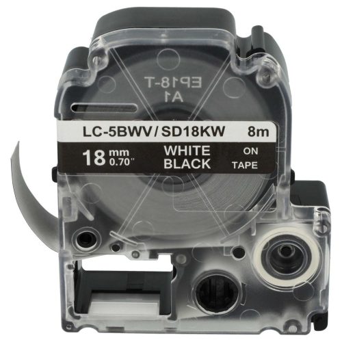 VHBW Epson LC-5BWV Label Tape, 18 mm, White-Black