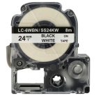 VHBW Epson LC-6WBN Etikettenband, 24mm, Schwarz-Weiß
