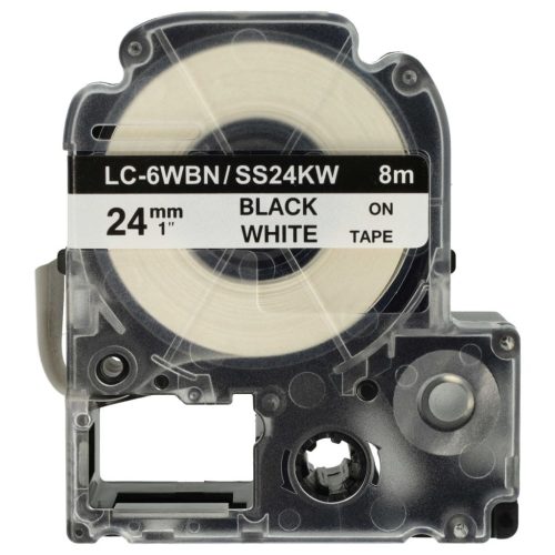 VHBW Epson LC-6WBN Etikettenband, 24mm, Schwarz-Weiß