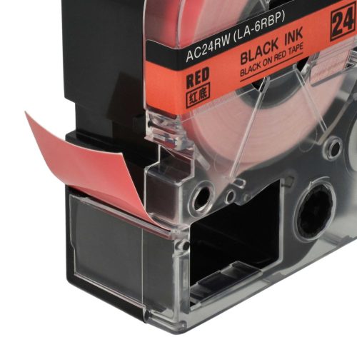VHBW Epson LC-6YRN Etikettenband - 24 mm, Schwarz-Rot