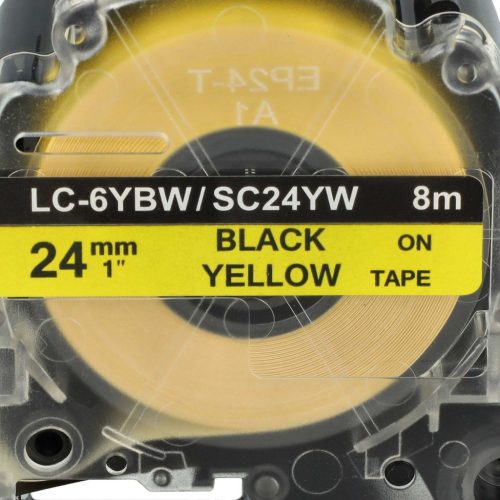 VHBW Epson LC-6WBW Etikettenband, 24 mm, Schwarz-Gelb