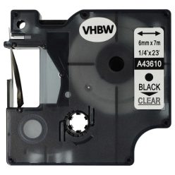 VHBW Dymo D1 Label Tape, 43610, 6 mm, Black-Clear